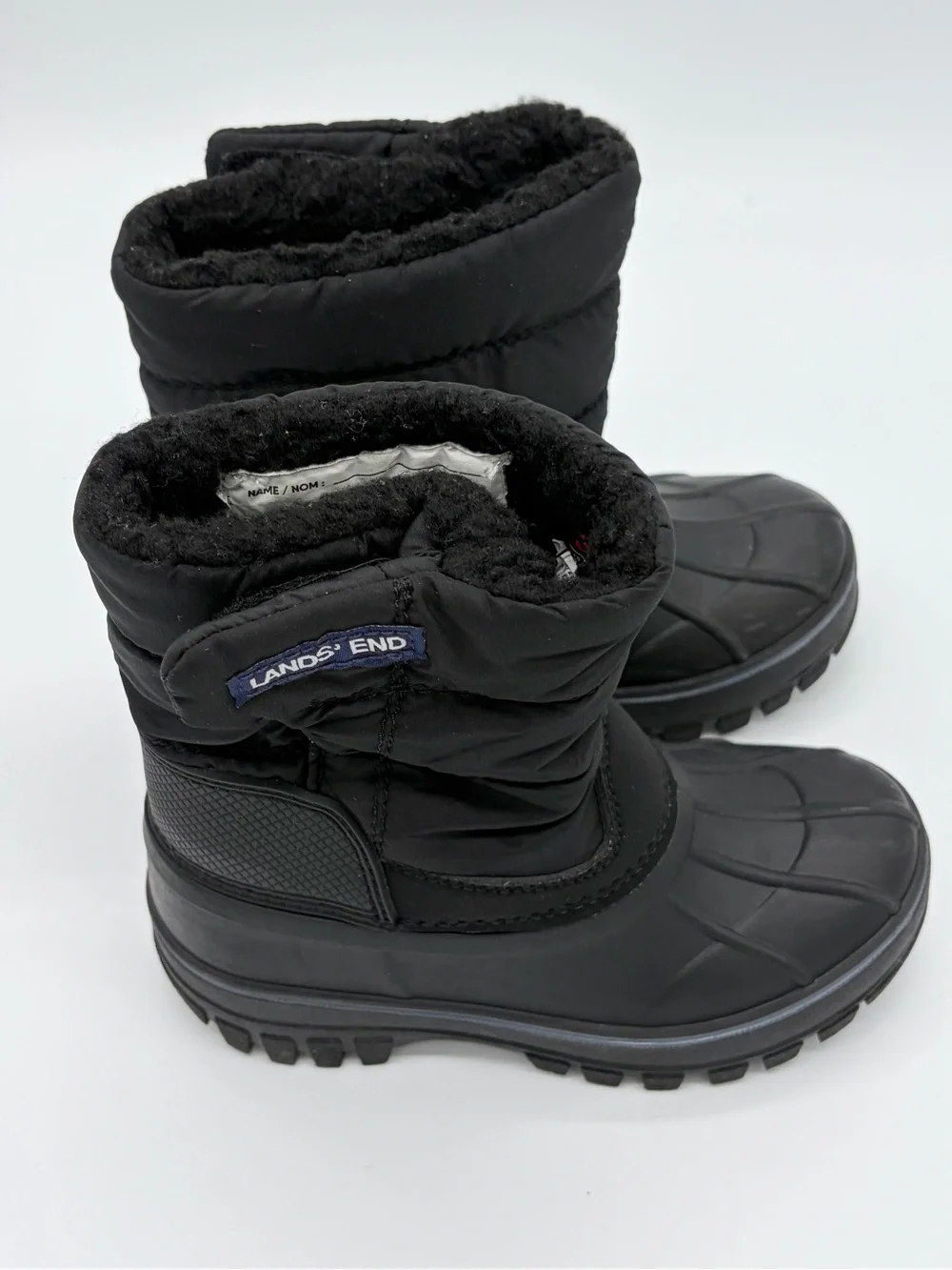 Lands' End Youth Black Fleece-Lined Snow Boot Interior